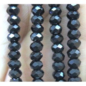 Black Spinel Beads, faceted rondelle, AA-Grade, approx 2.5x4mm, 15.5 inches [GMLB1558]
