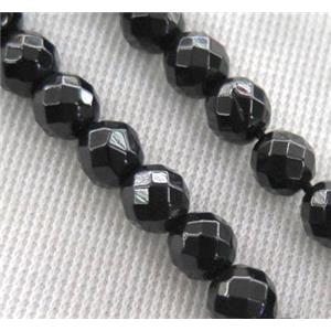 faceted round Black Spinel Beads, approx 6mm dia, 15.5 inches [GMLB1562]