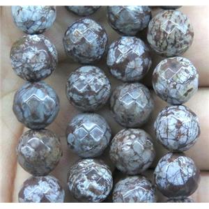 red Snowflake Jasper Beads, faceted round, approx 10mm dia, 15.5 inches [GMLB1565]