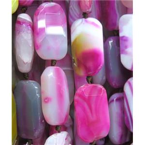hotpink agate beads, faceted rectangle, approx 22-37mm [GMLB1577]
