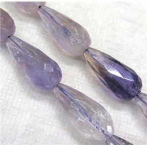 Amethyst teardrop beads, faceted, purple, approx 12-25mm [GMLB1630]