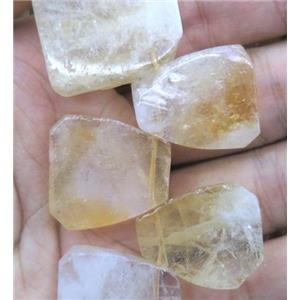 Citrine collar beads, yellow, teardrop, top drilled, approx 15-30mm [GMLB1635]