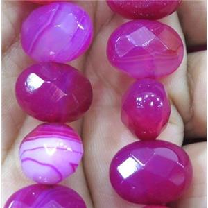 hotpink stripe agate beads, faceted oval, approx 12x16mm [GMLB1660-12X16MM]