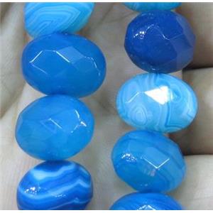 blue stripe agate beads, faceted oval, approx 12x16mm [GMLB1662-12X16MM]