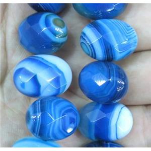 blue stripe agate beads, faceted oval, approx 15x20mm [GMLB1665-15X20MM]