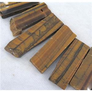 tiger eye stone stick collar bead, yellow, top drilled, approx 20-60mm [GMLB1721]