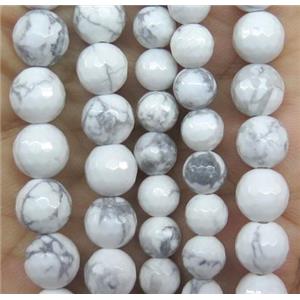 white howlite turquoise beads, faceted round, approx 8mm dia [GMLB1733-8MM]