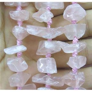 rose quartz bead, nugget, freeform, approx 10-20mm [GMLB1805]