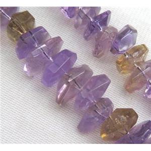 Ametrine beads, faceted freeform, purple, approx 10-18mm [GMLB1837]