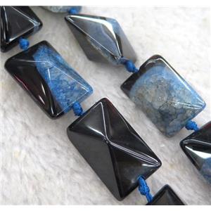 agate beads with blue druzy, rectangle, point, approx 20-30mm, 12beads per st. [GMLB1864]