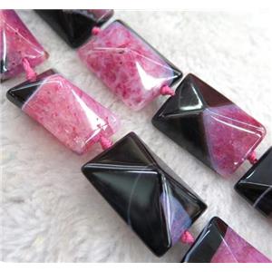 agate rectangle beads with pink druzy, point, approx 20-30mm, 12beads per st. [GMLB1867]
