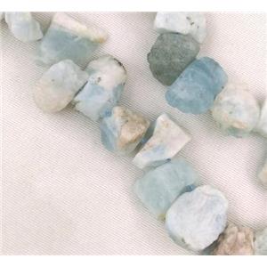 Aquamarine chip bead, freeform, top-drilled, blue, approx 15-25mm [GMLB1877]