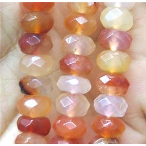 Red Carnelian agate beads, faceted rondelle, approx 4x6mm [GMLB1889-4X6MM]