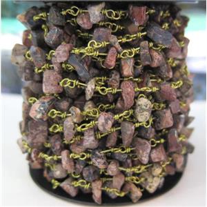 Rhodonite chip bead rosary chain, handmade, approx 6-10mm bead [GMLB1919]