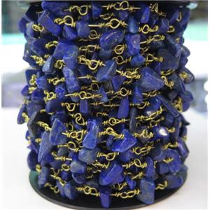 blue Lapis Lazuli chip bead rosary chain, approx 6-10mm bead [GMLB1922]