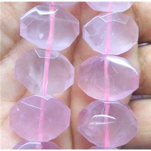 rose quartz beads, faceted oval, approx 15-20mm, 15.5 inches length [GMLB1963]