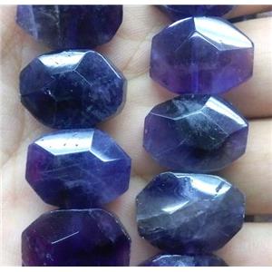 Amethyst bead, faceted oval, dark-purple, approx 15-20mm, 15.5 inches length [GMLB1964]