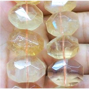 citrine bead, faceted oval, yellow, approx 15-20mm, 15.5 inches length [GMLB1970]