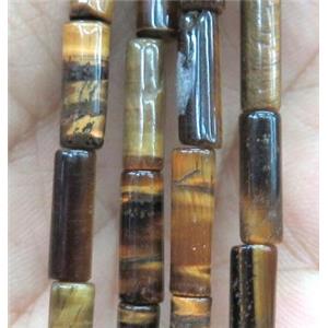 yellow Tiger eye stone tube beads, approx 4x13mm [GMLB2001]