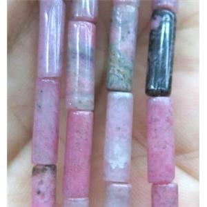 pink Rhodonite tube beads, dye, approx 4x13mm [GMLB2002]