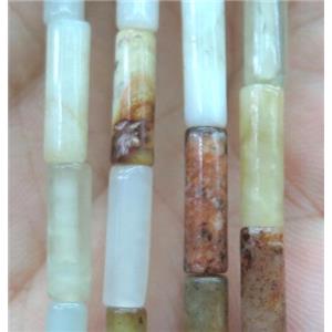 Chinese HuaXiu Jade Tube Beads, approx 4x13mm [GMLB2010]