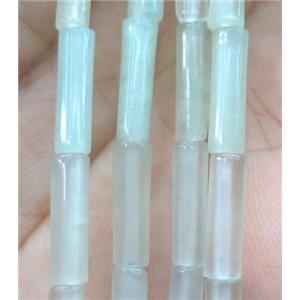 lt.green jade beads, tube, approx 4x13mm [GMLB2012]