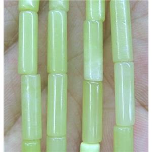 Lemon Jade tube beads, olive, approx 4x13mm [GMLB2020]