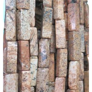 picture jasper cuboid beads, approx 4x13mm [GMLB2045]