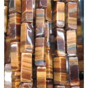 yellow Tiger eye stone cuboid beads, approx 4x13mm [GMLB2048]