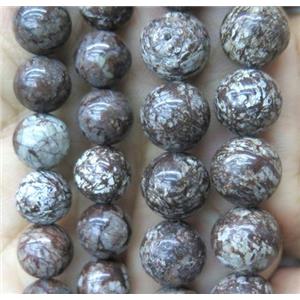 red snowflake jasper bead, round, approx 8mm dia [GMLB2071-8MM]