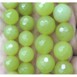 Lemon Jade bead, faceted round, olive, approx 10mm dia [GMLB2072-10MM]