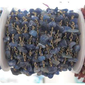 handmade rosary chain with blue sodalite bead chip, approx 8-12mm [GMLB2088]