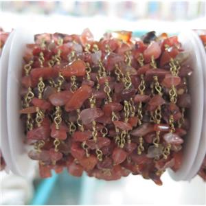 handmade rosary chain chain with red agate chips, approx 8-12mm [GMLB2090]