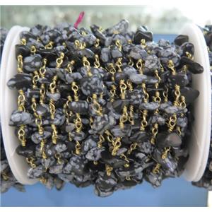 handmade rosary chain with snowflake jasper bead chip, approx 8-12mm [GMLB2095]