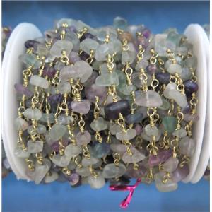 handmade rosary chain with fluorite chip bead, approx 8-12mm [GMLB2096]