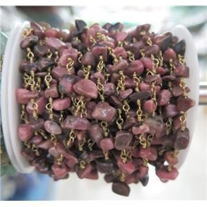 handmade rosary chain with Rhodonite bead chip, approx 8-12mm [GMLB2097]