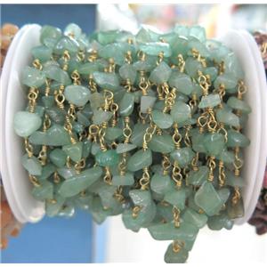 handmade rosary chain with green aventurine bead chip, approx 8-12mm [GMLB2098]