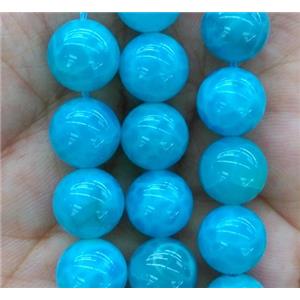 Textured blue chalcedany bead, round, approx 10mm dia [GMLB2102]