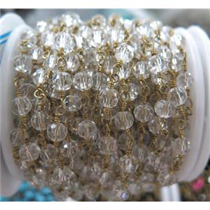 handmade rosary chain with crystal glass bead, approx 4mm dia [GMLB2114]