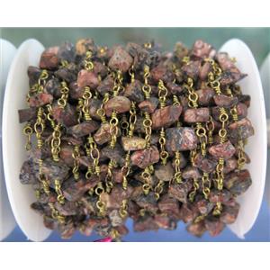 handmade rosary chain with leopardskin jasper chip bead, approx 8-12mm [GMLB2116]