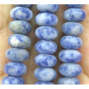 blue spotted dalmatian jasper beads, rondelle, matte, approx 5x8mm [GMLB2128]
