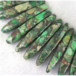 Imperial Jasper Beads for necklace, stick, green, approx 15-60mm [GMLB2197]