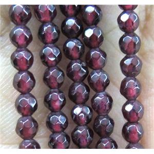 red Garnet bead, faceted round, approx 3mm dia [GMLB2209]