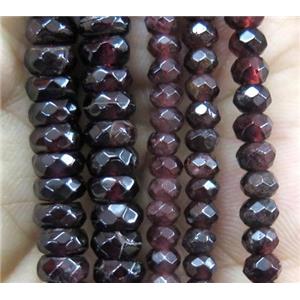red Garnet bead, faceted rondelle, approx 2.5x4mm [GMLB2210-2.5X4MM]