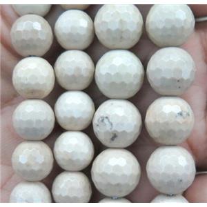 natural white african River Jasper Beads, faceted round, AA-grade, approx 8mm dia [GMLB2223-8MM]