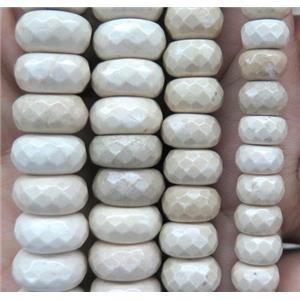 natural white african River Jasper Beads, faceted rondelle, AA-grade, approx 4x6mm [GMLB2224-4X6MM]