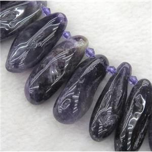 Amethyst collar stick beads, deep purple, top drilled, approx 10-40mm [GMLB2263]