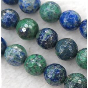 Azurite beads, faceted round, Dye, approx 10mm dia [GMLB2285-10MM]