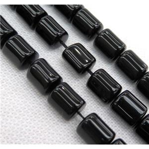 black onyx agate bead, 3faces tube, approx 10x13mm [GMLB2304]