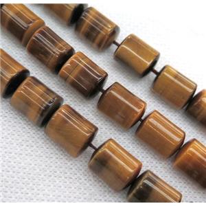 tiger eye stone bead, 3faces tube, yellow, approx 10x13mm [GMLB2310]